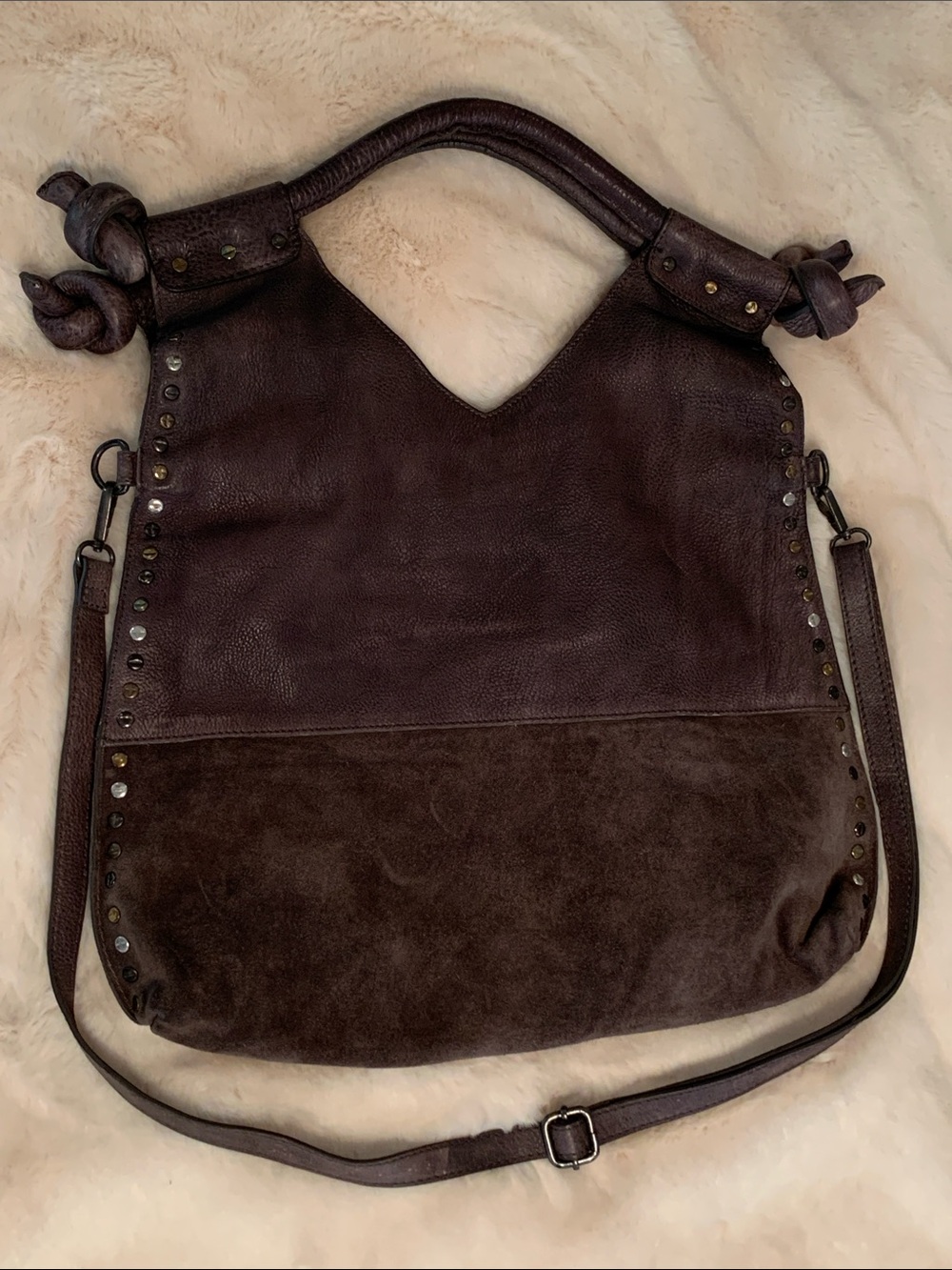 Free People Valencia Leather Tote Crossbody Gray - Picture 7 of 13